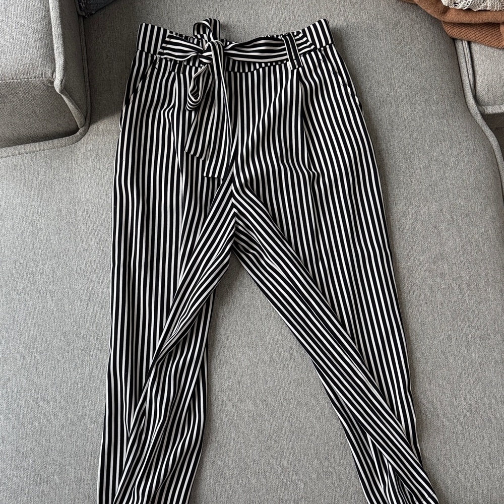 Zara Trafaluc Black and White Striped Pants